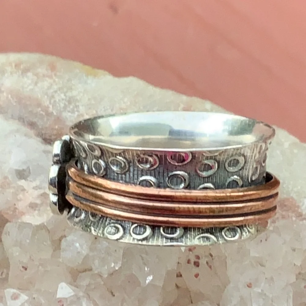 BOUTIQUE 2-TONE MEDITATION FIRE OPAL 925 RING, 8 - Picture 5 of 11